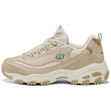 Skechers DLITES Slip-Resistant Breathable Low-Top Chunky Sneakers Women's Brown Green Natural/Green/NTGR, 36.5