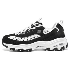 Skechers D'LITES 1.0 Cushioning Anti-Slip And Wear-Resistant Low-Top Chunky Sneakers Women's Black White 35