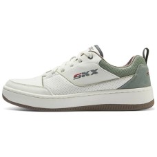 Skechers Cushioned Slip Resistant Low Top Casual Shoes Men's White Cyan White Cyan, 41