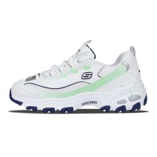 Skechers D'LITES 1.0 Splashed Jasper Breathable Moisture-Wicking Coverage Low-Top Chunky Sneakers Women's Green White White green, 36