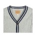 Baby Boys Long Sleeve Cable Knit Cardigan Sweater with Stripe Trim Gray heather cable with navy, 6-12 месяцев
