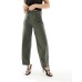 JDY high waisted crop wide fit trousers in dark green Kambaba, L L34