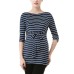 Maternity Striped Boat Neck Top Navy/Ivory, Small