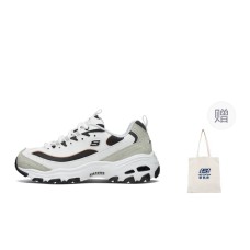 Skechers D'LITES 1.0 Anti-Slip Wear-Resistant Low-Top Chunky Sneakers Men's White Gray White gray, 39.5
