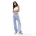 Pull&Bear Petite straight leg tailored trousers with front seam in blue Синий, US 10