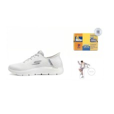 Skechers Slip Ins Durable Breathable Low Top Casual Running Shoes Men's White Gray Box White gray, 40