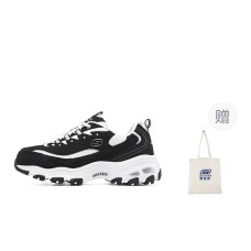 Skechers D'LITES 1.0 Anti-Slip And Wear-Resistant Warm Low-Top Chunky Sneakers Women's Black White Черно-белый, 37.5