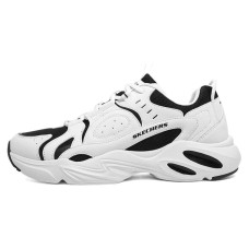 Skechers Cushioning Anti-Slip And Wear-Resistant Height Increasing Low-Top Chunky Sneakers Men's White Black Черно-белый, 43