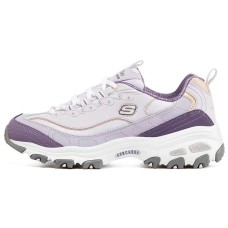 Skechers D'LITES 1.0 Milk Tea Bear Cushioning Anti-Slip And Wear-Resistant Low-Top Chunky Sneakers Women's White Purple 35.5