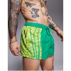 ASOS DESIGN swim shorts in super short length with placement animal print in green Зеленый, 2XL - W40-42