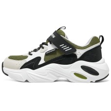 Skechers Stamina Airy Boys Slip Resistant Anti Kick Low Top Kids Lifestyle Shoes Black Olive Color Teenagers Black Olive, 29