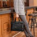 GOLF Top Grain Cow Leather 15 Inch Laptop Bag, Crossbody Bag, Genuine Leather Briefcase Large Size Men's Black Black