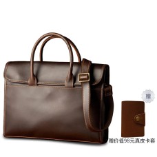 Simple&nature Cow Leather Handbag Shoulder Bag Crossbody Bag Briefcase Medium Size Men's Dark Brown Коричневый