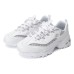 Skechers D'LITES 1.0 Cushioning Anti-Slip And Wear-Resistant Low-Top Chunky Sneakers Women's White Silver 38.5