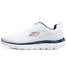 Skechers Lightweight Low-Top Casual Running Shoes Men's White Blue White blue, 40