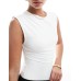 Stradivarius ruched cap sleeve body in white Белый, M - US 6