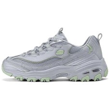 Skechers Anti-Slip Wear-Resistant Low-Top Chunky Sneakers Women's Gray Green Gray Green, 37.5
