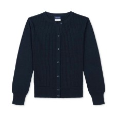 Little Girls Uniform Pointelle Cardigan 414 Su Nav, 6X