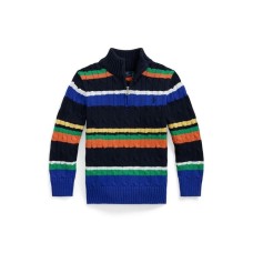 Toddler and Little Boys Striped Cotton Quarter-Zip Sweater Разноцветный, 3