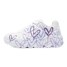 Skechers UNo Abrasion-Resistant Low-Top Kids Lifestyle Shoes White Purple Teenagers Белый Фиолетовый, 32