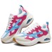 Skechers Cushioned Slip Resistant Low Top Running Shoes Women's White Blue Pink White Blue Pink, 35