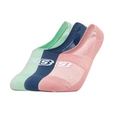 Skechers Unisex No-Show Socks 3 Pack (Pink+Green+Blue), S