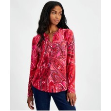 Petite Printed Long-Sleeve Top, Created for Macy's Paisley Combo A, P/S