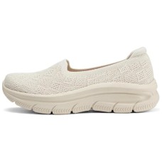 Skechers Go Walk Fle Slip-on Unlined Shoes Cushioning Lightweight Low-Top Casual Shoes Women's Beige Бежевый, 37.5