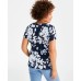 Women's Printed Scoop-Neck Short-Sleeve Top, Exclusively at Macy's Alice Indigo, S