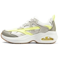 Skechers Cushioned Slip Resistant Low Top Running Shoes Women's White Gray Yellow White Gray Yellow, 35.5