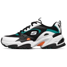 Skechers Stamina V2 Cushioned Wear-Resistant Breathable Low-Top Chunky Sneakers Men's Black White Green Orange 42.5