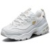 Skechers D'LITES 1.0 Cushioned Slip-Resistant Breathable Low-Top Chunky Sneakers Women's White Gold Белый, 37