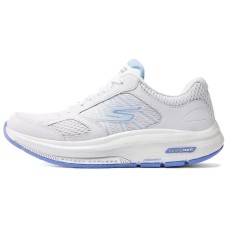 Skechers WOMEN'S GO WALK Cushioning Breathable Coverage Rebound Low-Top Casual Running Shoes Women's White Blue WHITE/LIGHT BLUE, 35