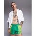 ASOS DESIGN swim shorts in super short length with placement animal print in green Зеленый, 2XL - W40-42