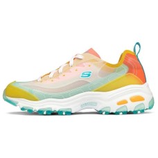 Skechers D'LITES 1.0 Cushioning Anti-Slip Wear-Resistant Breathability Mid-Top Casual Shoes Women's Yellow Blue 37