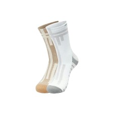 Skechers Mid Calf Socks Unisex 2 Pack 2 Pack (Light Brown Gray/White/047M), M