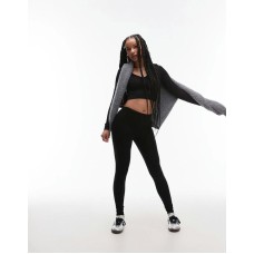 Topshop Petite full length heavy weight legging in black Черный, M - US 8-10