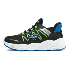 Skechers Hands Free Slip-Ins Wear-Resistant Slip-Resistant Kids Lifestyle Shoes Black Blue Green Kids' Black Blue/Lemon, 30