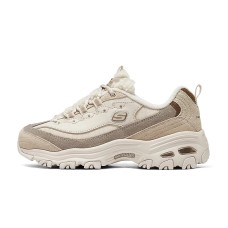 Skechers DLITES Cushioning Anti-Slip Wear-Resistant Coverage Support Warm Low-Top Chunky Sneakers Women's Beige Brown Sand/Natural, 37