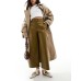 ASOS DESIGN faux leather belted trouser in khaki Зеленый, US 2