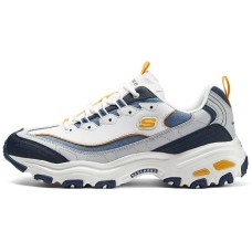 Skechers D'LITES 1.0 Cushioning Wear-Resistant Low-Top Casual Shoes Men's White Gray Yellow White Gray Yellow, 41