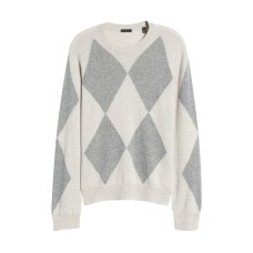 Atm Anthony Thomas Melillo Men Cashmere Argyle Sweater Grey Size L