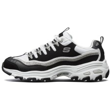 Skechers D'LITES Series New Retro Cushioning Lightweight Low Top Chunky Sneakers Women's Black White 35
