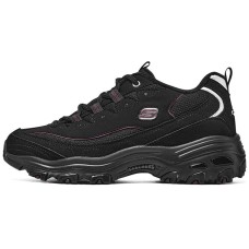Skechers D'LITES Anti-Slip Wear-Resistant Low-Top Chunky Sneakers Women's Black Purple Черно-фиолетовый, 35.5