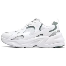 Skechers DLITES Cushioning Anti-Slip Wear-Resistant Breathability Low-Top Chunky Sneakers Men's White Green Белый, 44