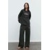 Брюки из мягкой ткани с эффектом потертости и надписью ZARA Серый, L