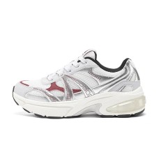 Skechers Anti-Slip Wear-Resistant Low-Top Chunky Sneakers Women's Silver Gray Gray/Silver/Burgundy, 35.5