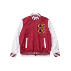 Champion SS22 Baseball Jacket Fall And Winter US Version Unisex Dark Red Patchwork, L