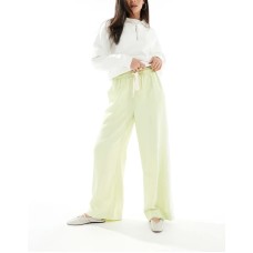 ASOS DESIGN pull on trousers with contrast panel in lime Зеленый, S - US 4-6