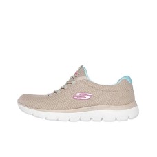 Skechers Summits Cushioning Wear-Resistant Low-Top Casual Shoes Women's Beige Blue Taupe/Multicolor, 37.5